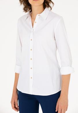 Kadın Beyaz Uzun Kollu Basic Gömlek - 50270992003