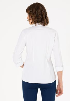 Kadın Beyaz Uzun Kollu Basic Gömlek - 50270992003