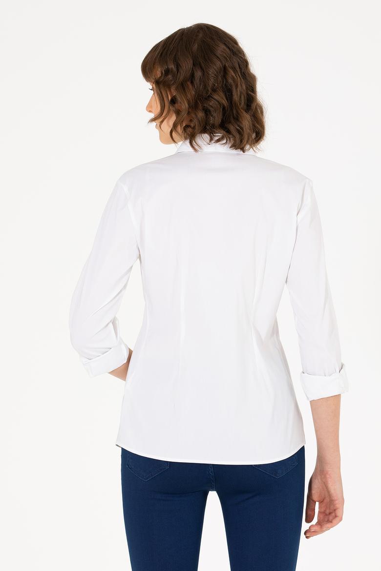 Kadın Beyaz Uzun Kollu Basic Gömlek - 50270992003