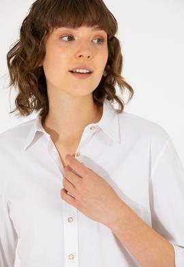 Kadın Beyaz Uzun Kollu Basic Gömlek - 50270992003