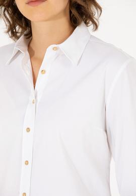 Kadın Beyaz Uzun Kollu Basic Gömlek - 50270992003
