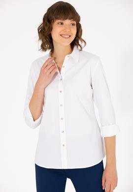 Kadın Beyaz Uzun Kollu Basic Gömlek - 50270992003