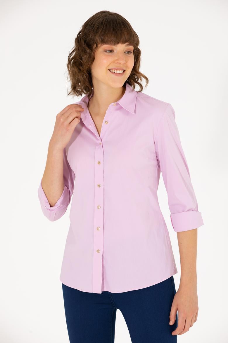 Kadın Manolya Uzun Kollu Basic Gömlek - 50270992046