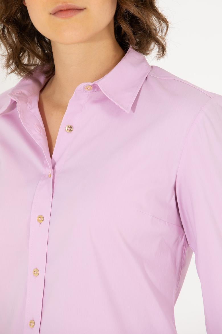 Kadın Manolya Uzun Kollu Basic Gömlek - 50270992046