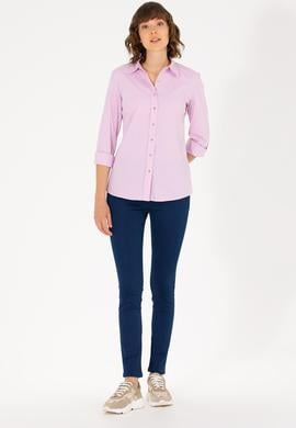Kadın Manolya Uzun Kollu Basic Gömlek - 50270992046