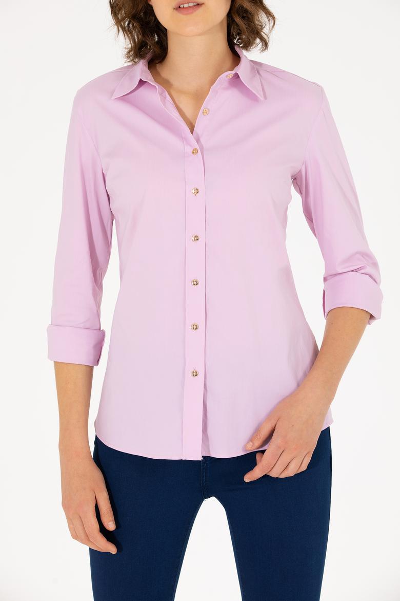 Kadın Manolya Uzun Kollu Basic Gömlek - 50270992046