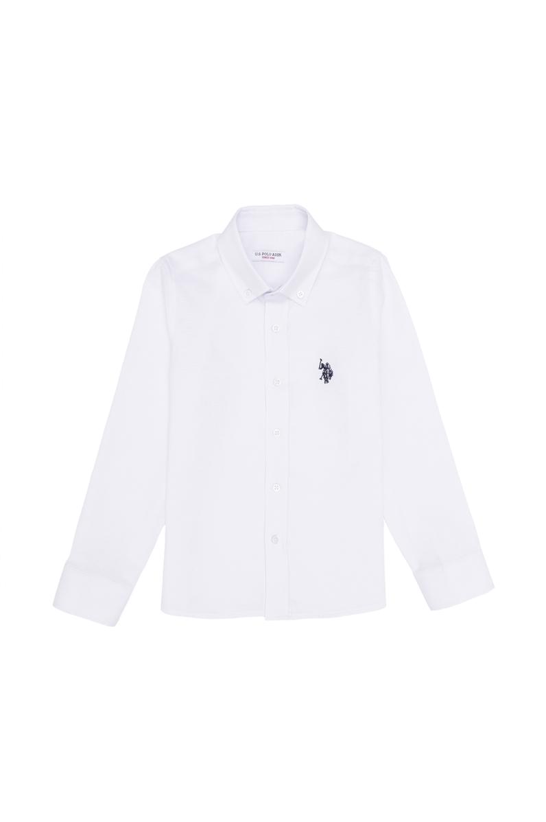 Erkek Çocuk Beyaz Uzun Kollu Basic Gömlek