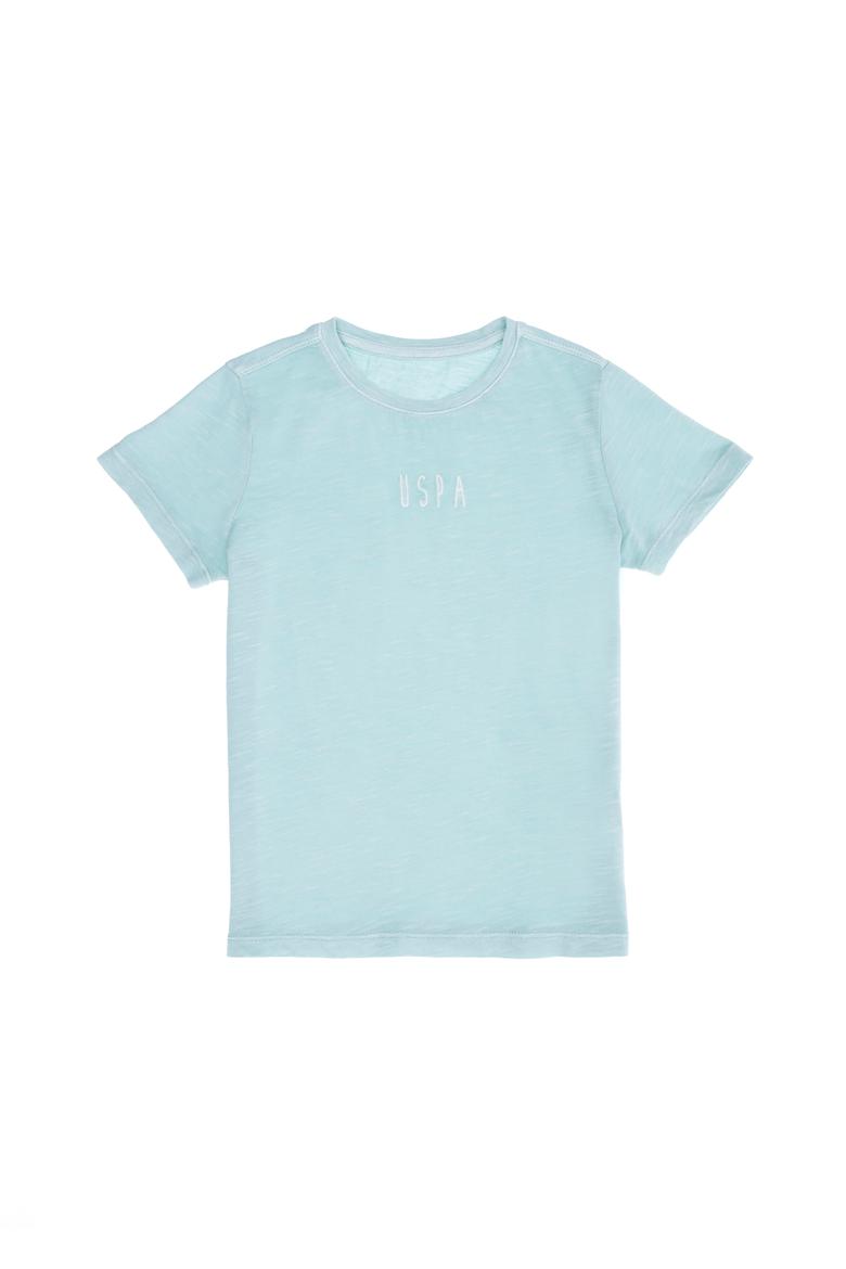 Çocuk Su Yeşili Bisiklet Yaka Tişört