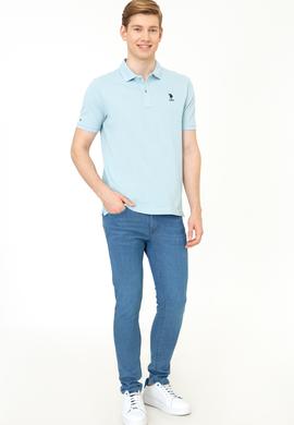 Erkek Açık İndigo Basic Tişört - 50222614131