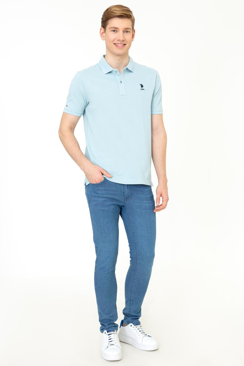 Erkek Açık İndigo Basic Tişört - 50222614131