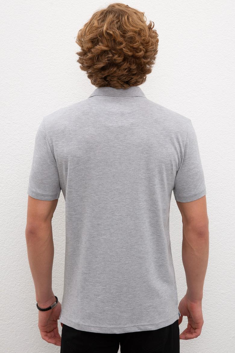 Erkek Gri Melanj Basic Tişört - 50222622124