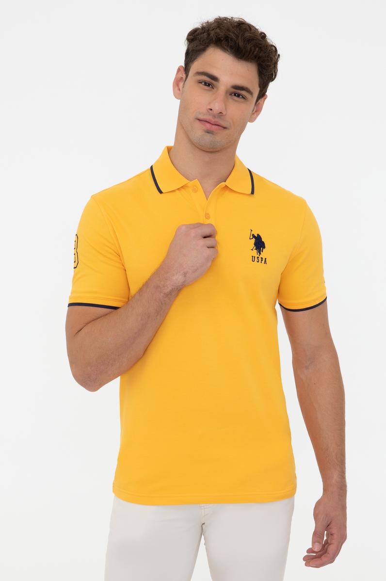 Erkek Sarı Polo Yaka Basic T-Shirt