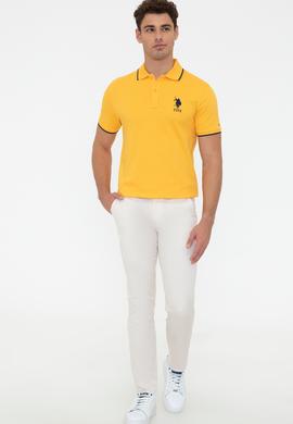 Erkek Sarı Polo Yaka Basic T-Shirt - 50231766005