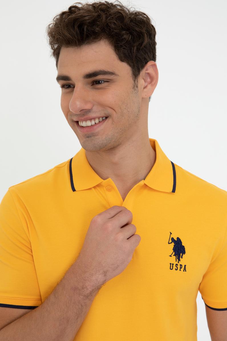Erkek Sarı Polo Yaka Basic T-Shirt