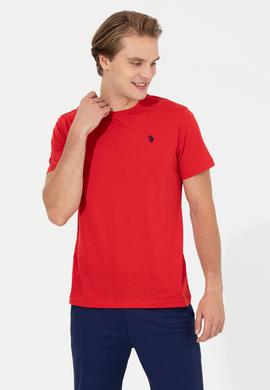 Erkek Kırmızı Bisiklet Yaka Basic T-Shirt - 50232306040