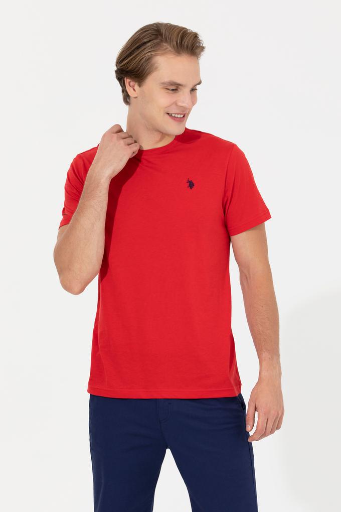 Erkek Kırmızı Bisiklet Yaka Basic T-Shirt