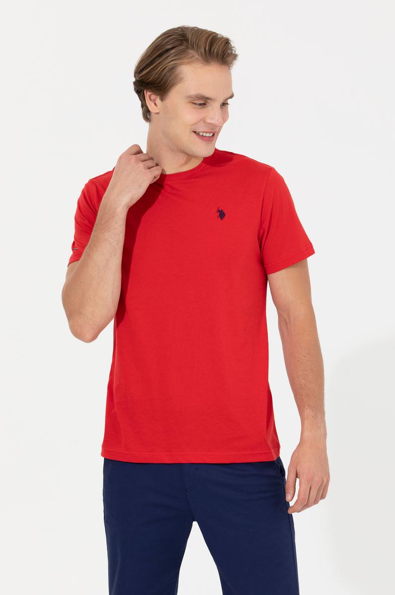 Erkek Kırmızı Bisiklet Yaka Basic T-Shirt