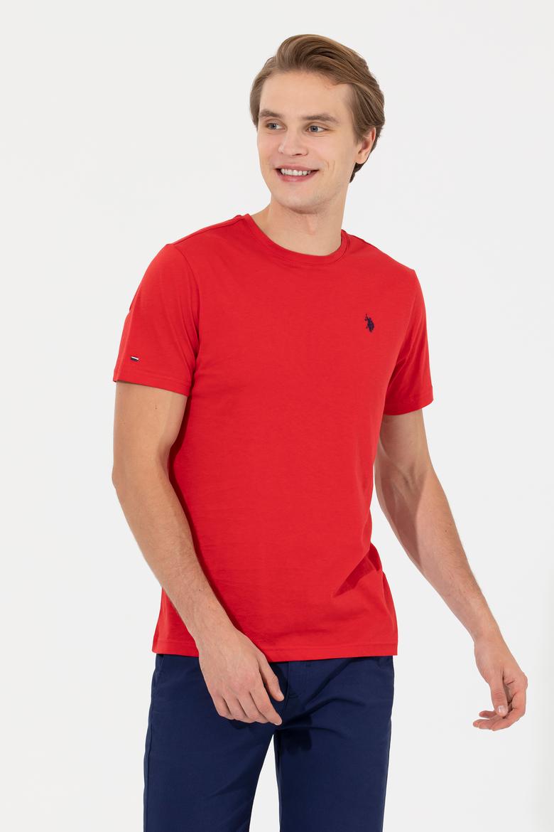 Erkek Kırmızı Bisiklet Yaka Basic T-Shirt - 50232306040