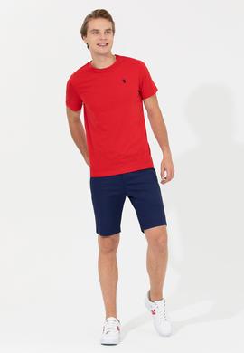 Erkek Kırmızı Bisiklet Yaka Basic T-Shirt - 50232306040