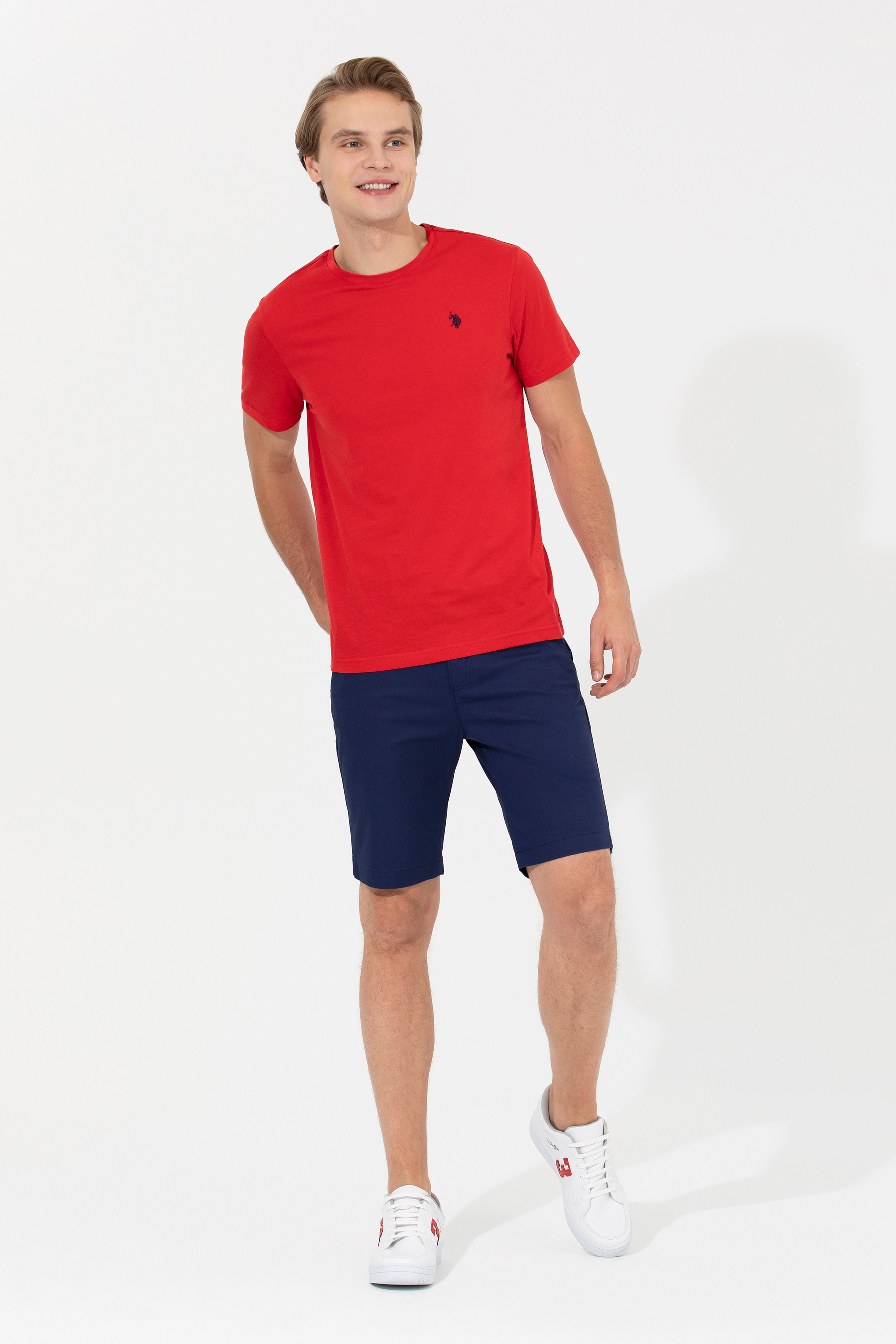 Erkek Kırmızı Bisiklet Yaka Basic T-Shirt