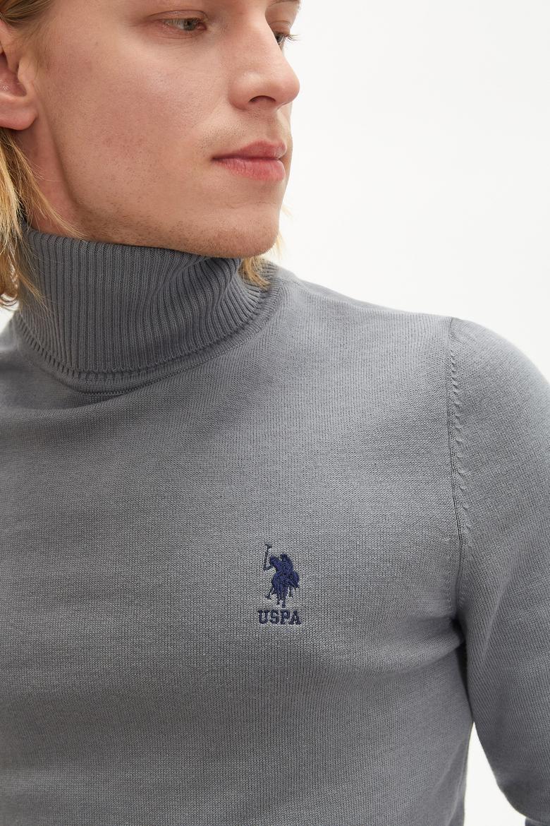 Erkek Açık Gri Basic Kazak - 50236961105