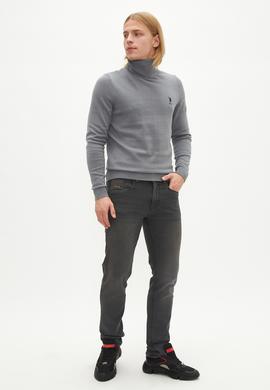 Erkek Açık Gri Basic Kazak - 50236961105