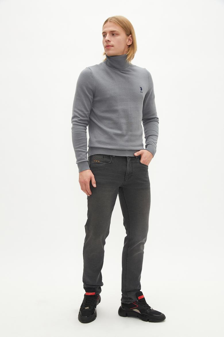 Erkek Açık Gri Basic Kazak - 50236961105