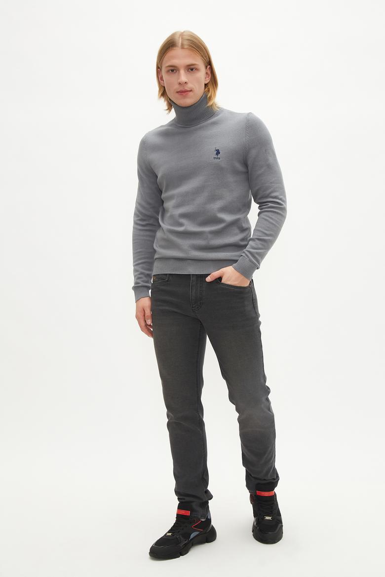 Erkek Açık Gri Basic Kazak - 50236961105