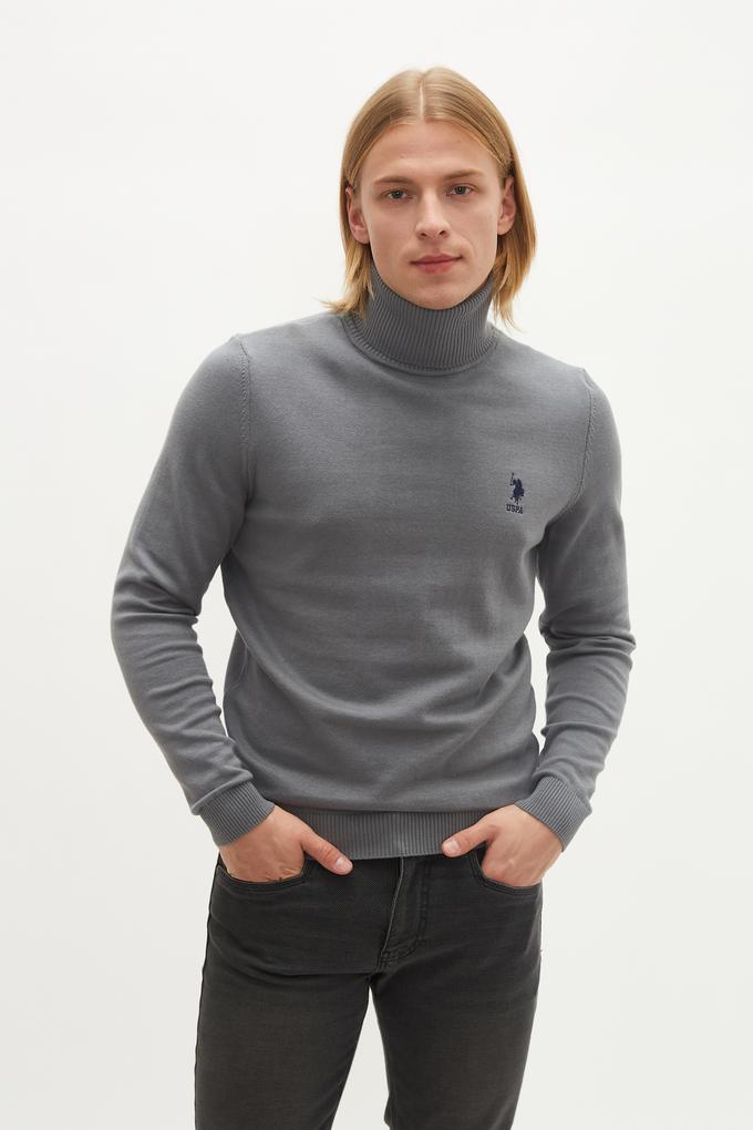 Erkek Açık Gri Basic Kazak