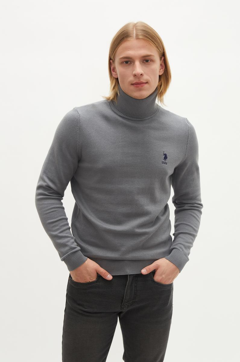 Erkek Açık Gri Basic Kazak