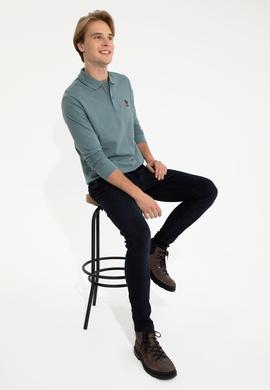 Erkek İndigo Basic Sweatshirt - 50238250036