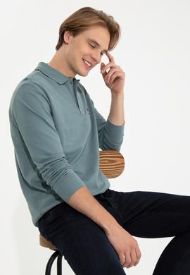 Erkek İndigo Basic Sweatshirt - 50238250036