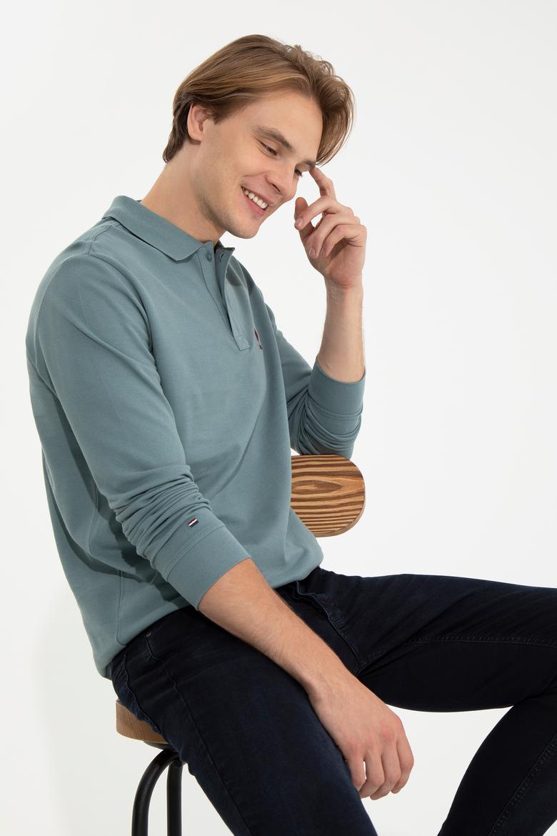 Erkek İndigo Basic Sweatshirt - 50238250036