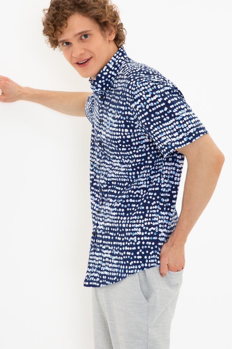 Erkek Lacivert Kısa Kollu Gömlek - 50246337020