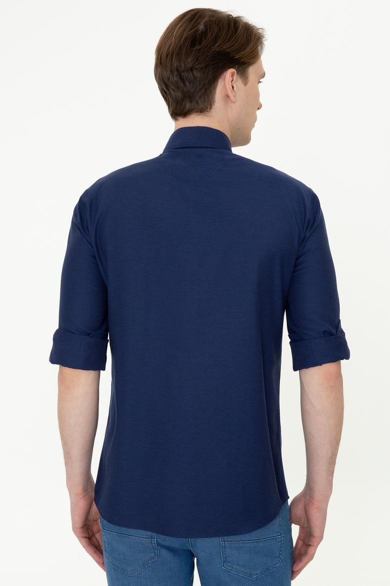 Erkek Lacivert Uzun Kollu Basic Gömlek - 50249488029