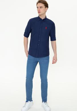 Erkek Lacivert Uzun Kollu Basic Gömlek - 50249488029