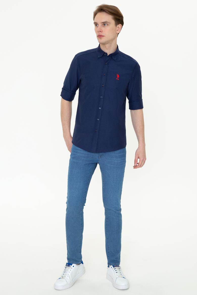 Erkek Lacivert Uzun Kollu Basic Gömlek - 50249488029