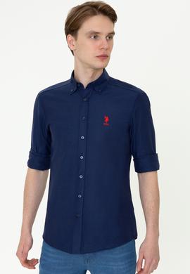 Erkek Lacivert Uzun Kollu Basic Gömlek - 50249488029