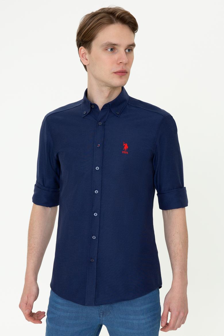 Erkek Lacivert Uzun Kollu Basic Gömlek - 50249488029