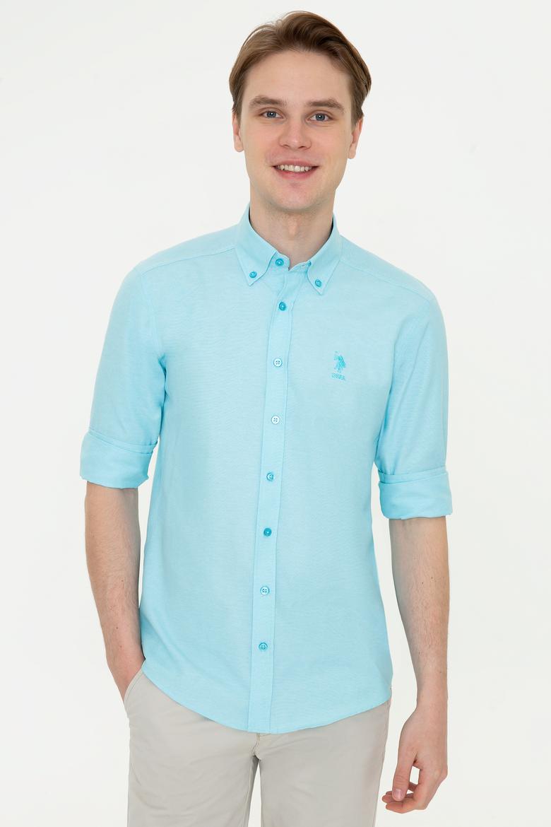 Erkek Turkuaz Uzun Kollu Basic Gömlek