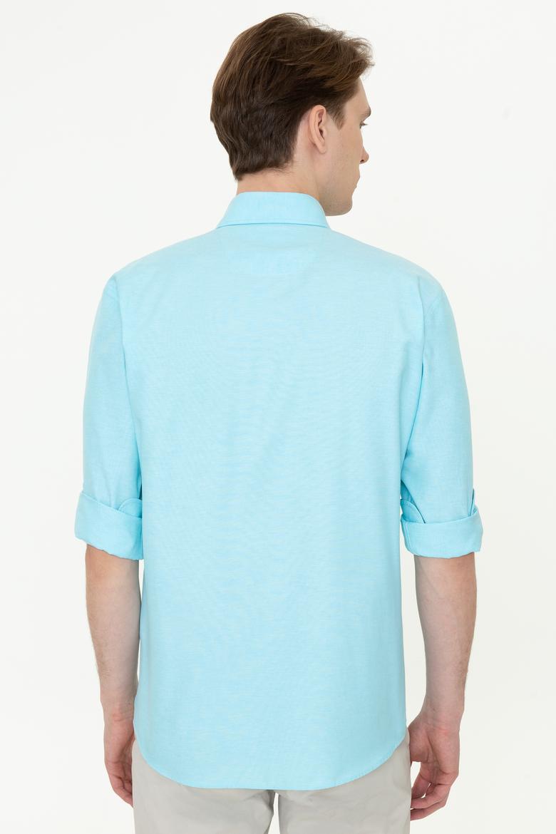 Erkek Turkuaz Uzun Kollu Basic Gömlek - 50249488066