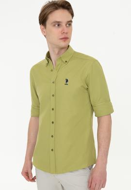 Erkek Koyu Haki Uzun Kollu Basic Gömlek - 50249488084