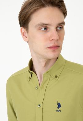 Erkek Koyu Haki Uzun Kollu Basic Gömlek - 50249488084