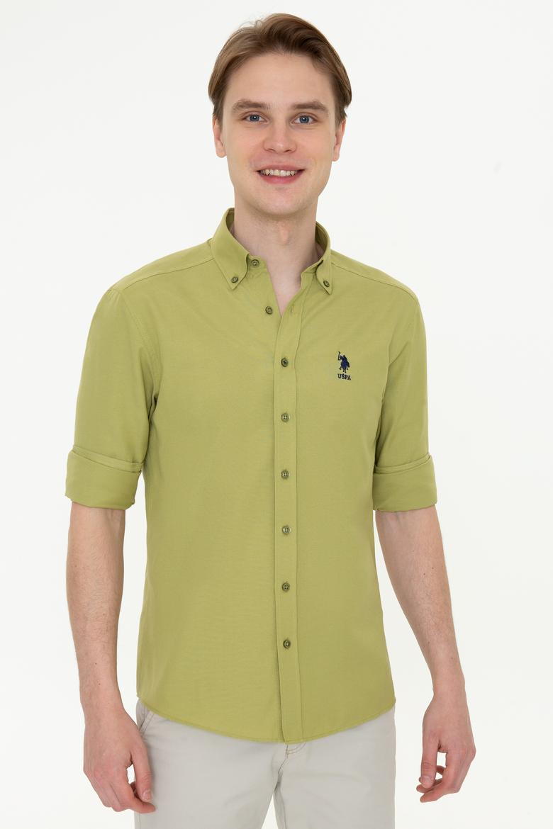 Erkek Koyu Haki Uzun Kollu Basic Gömlek - 50249488084