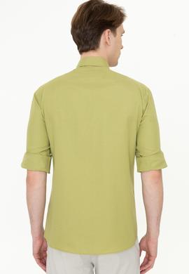 Erkek Koyu Haki Uzun Kollu Basic Gömlek - 50249488084