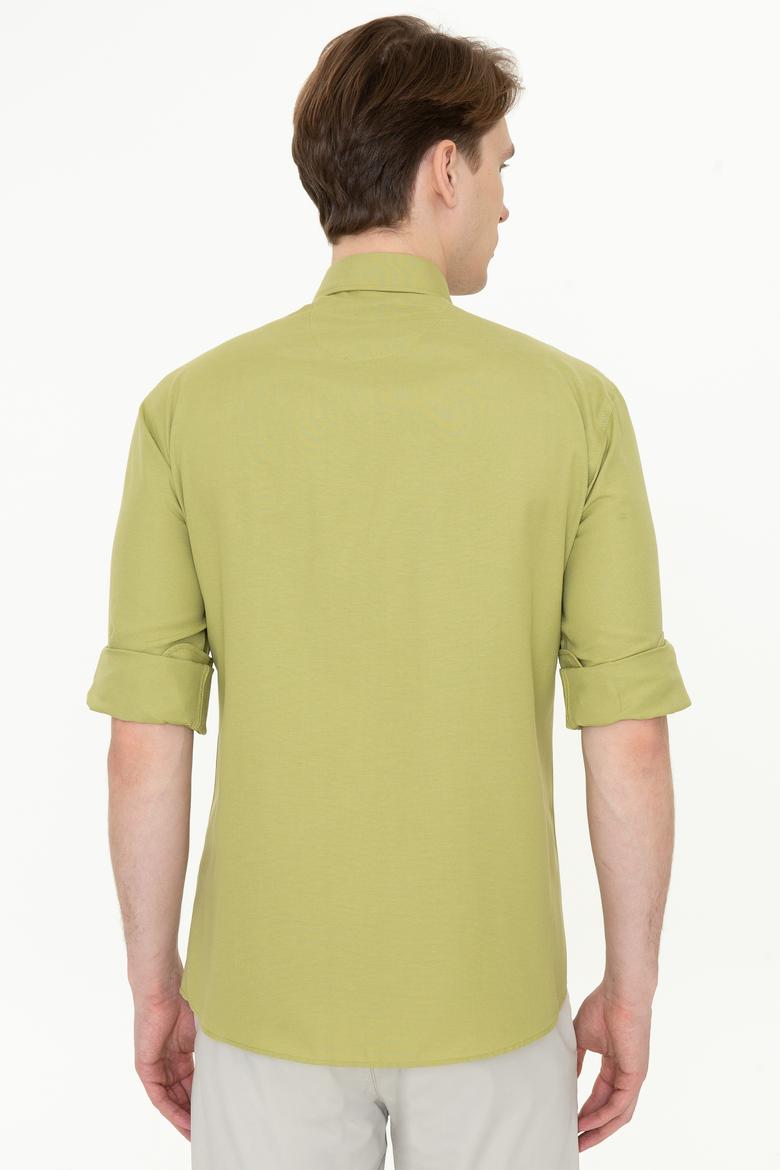 Erkek Koyu Haki Uzun Kollu Basic Gömlek - 50249488084