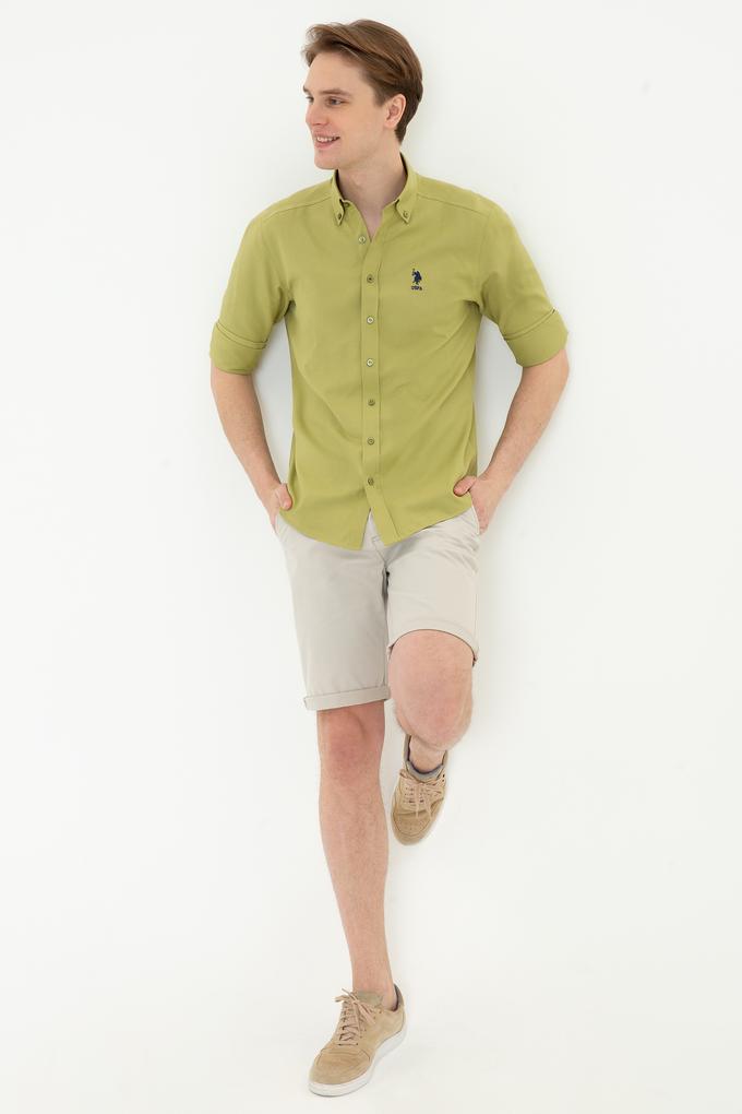 Erkek Koyu Haki Uzun Kollu Basic Gömlek