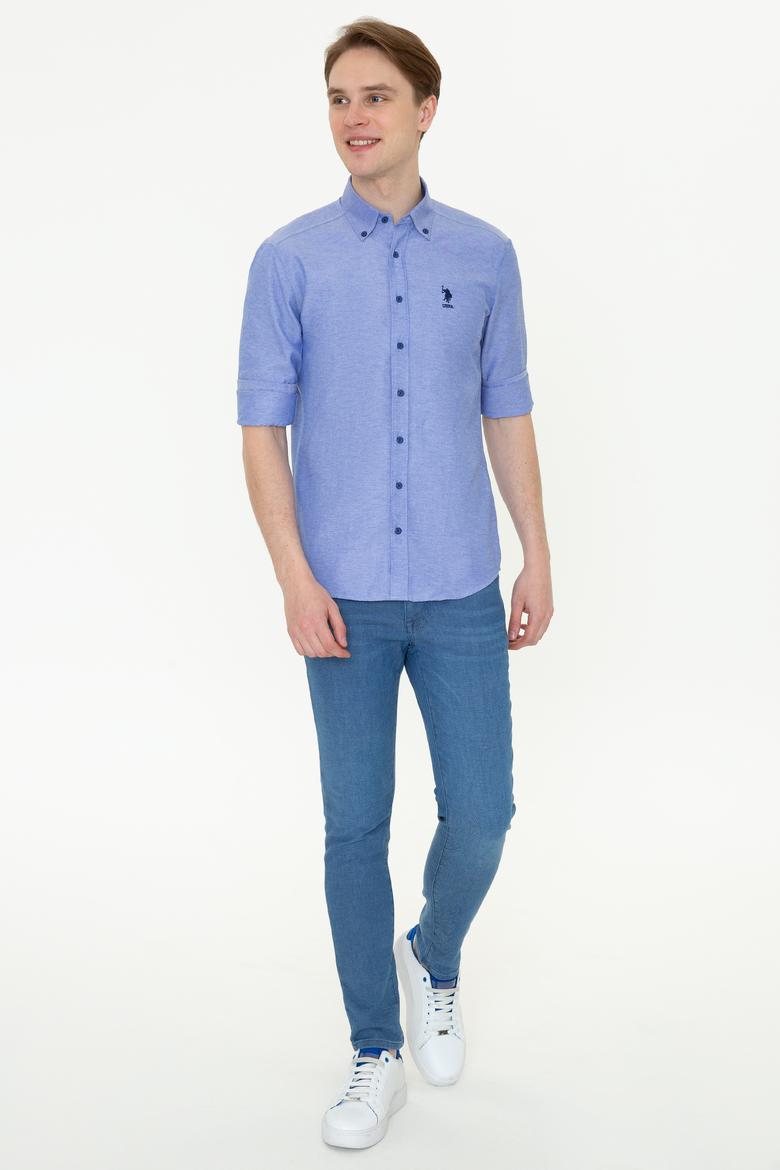 Erkek Mavi Uzun Kollu Basic Gömlek - 50249488093