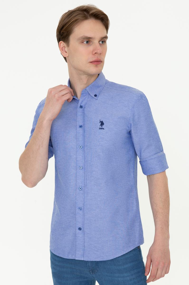 Erkek Mavi Uzun Kollu Basic Gömlek