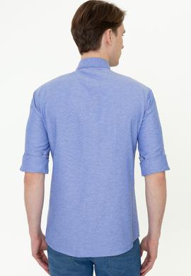 Erkek Mavi Uzun Kollu Basic Gömlek - 50249488093